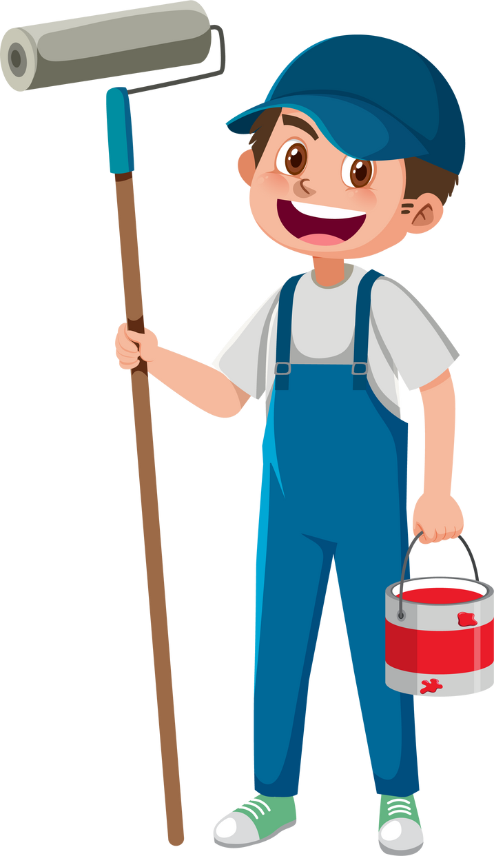 Painter with Buckets of Paint